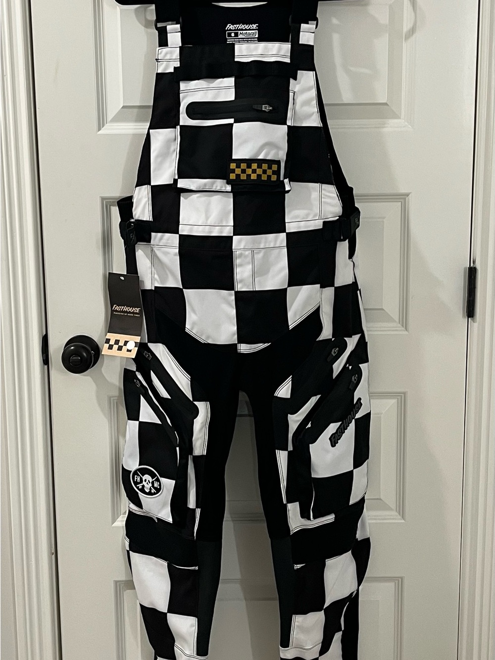 Fasthouse Women’s Black & White Checkered Racing Overalls